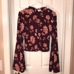 Dress top with burgundy and pink flowers